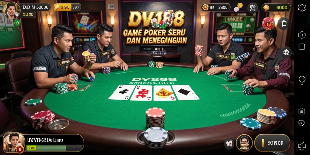 Tampilan gameplay Poker yang menegangkan di DV188.