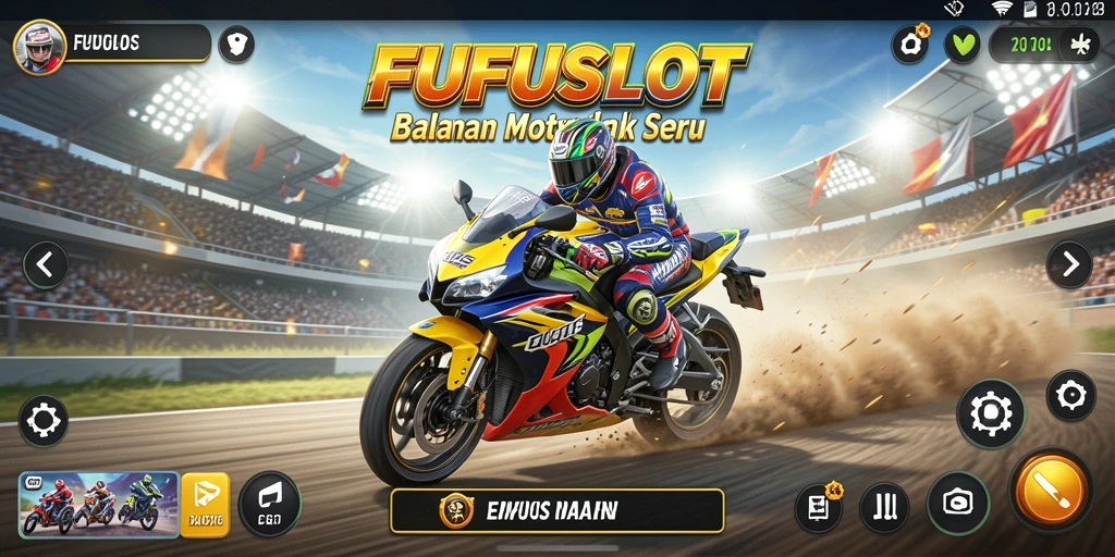 Gameplay menegangkan FUFUSLOT saat balapan motor yang seru.