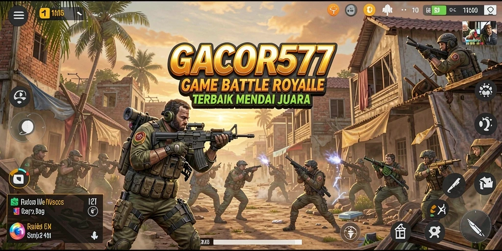 Tampilan gameplay epic dalam GACOR577 di arena Battle Royale.