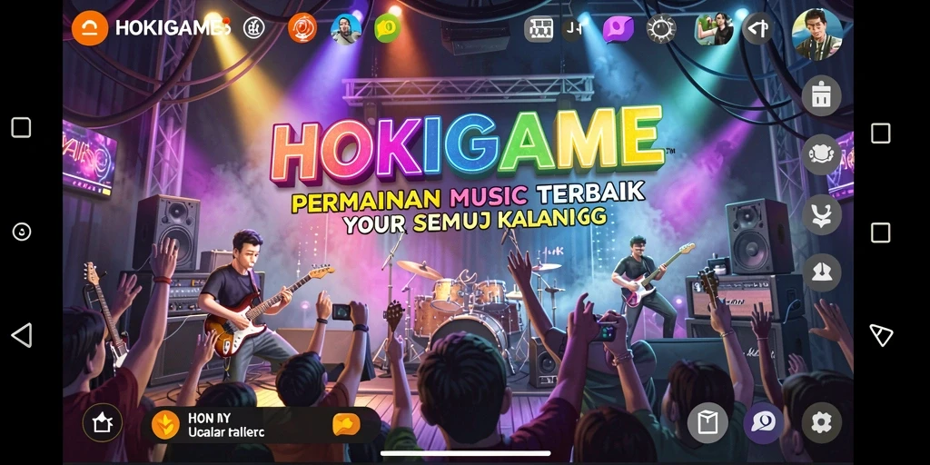 Tampilan gameplay HOKIGAME dengan berbagai pilihan lagu menarik.