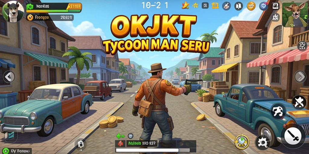 Tampilan gameplay OKJKT yang menarik dengan elemen bisnis yang dinamis.