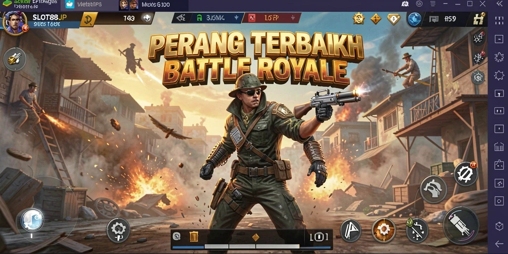 Tampilan seru dari gameplay Battle Royale di SLOT88JP.